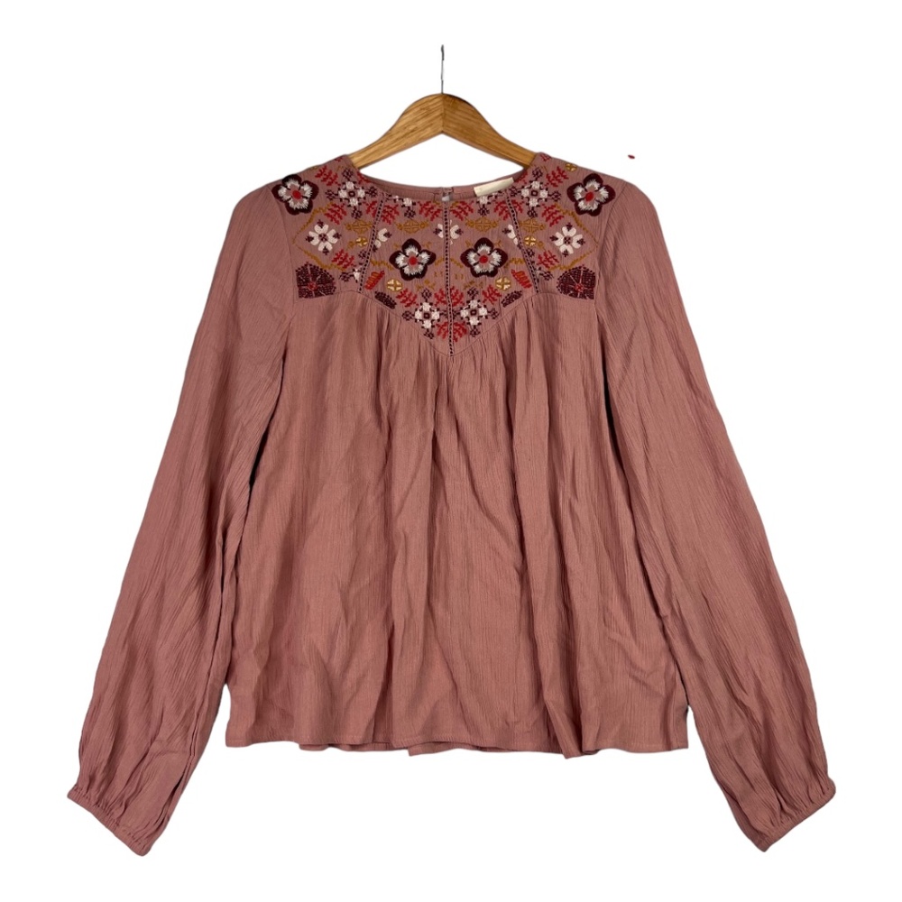 Francesca's Collections Harper Heritage Small Mauve Pink Embroidered Top Size‎ S